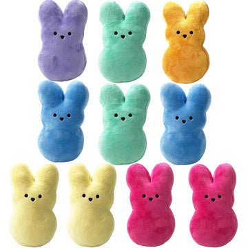 Fbdcyia 6Pcs Easter Bunny Stuffed Animal, Cute Animal Carrot Peep Bunny Doll, Easter Basket Stuffers, Rabbits Animal Easter Bunn