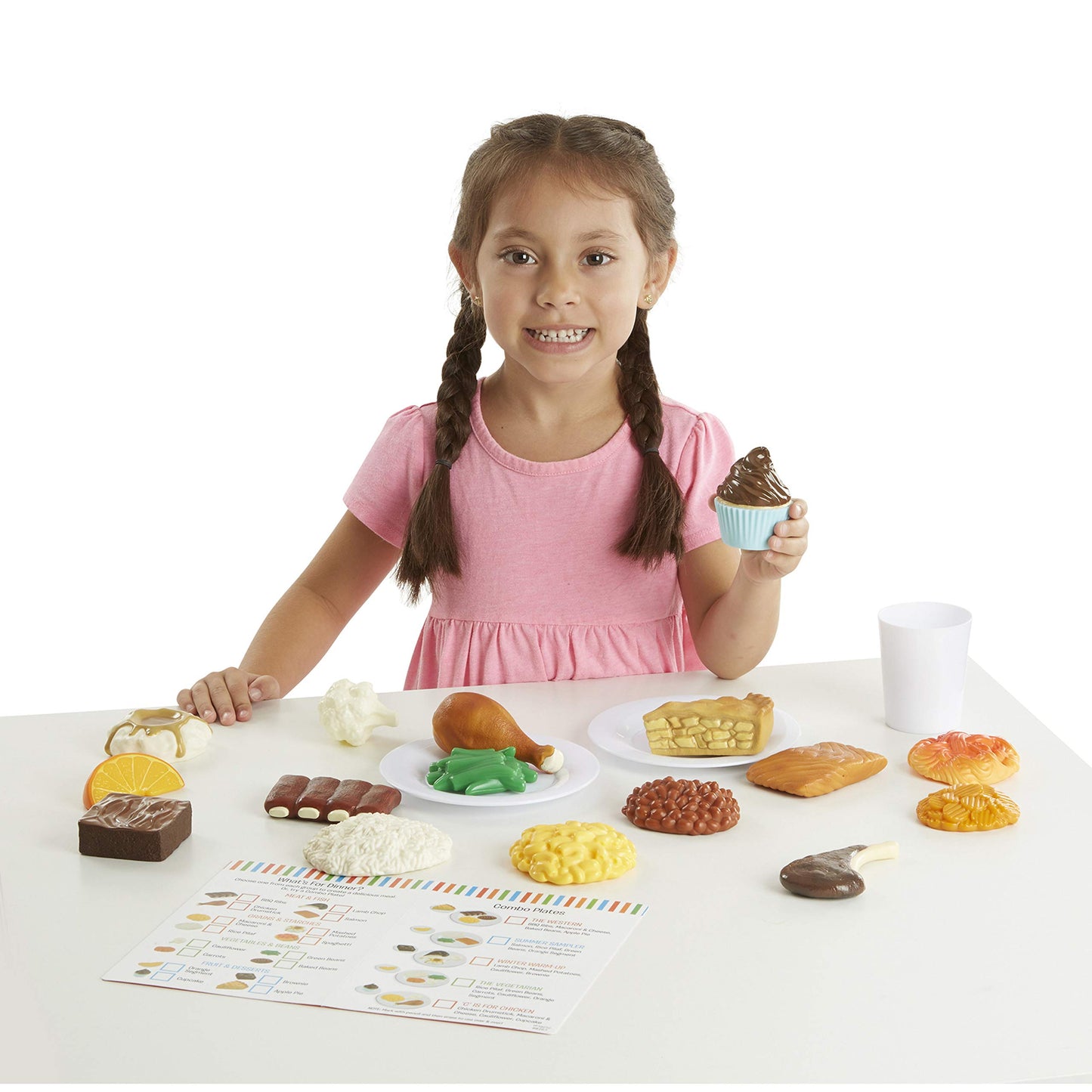 Melissa & Doug Food Fun Combine & Dine Dinners - Red - Realistic Play Food For Kids Kitchen, Pretend Play Food Set For Kids Ages