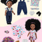 Gagaku Black Doll For Girls, 14'' Black Baby Dolls Set For Toddlers Kids 2 3 4 5 6 Years Old, Black Girl Baby Doll With Natural