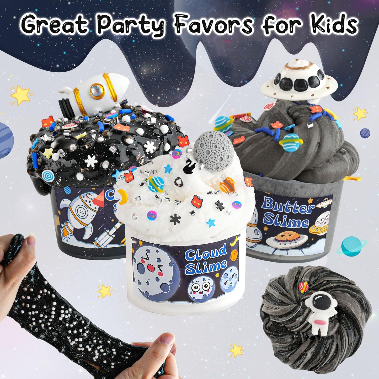 6 Packs Galaxy Slime Kit - Cloud Slime, Butter Slime & Clear Slime, Space Slime For Kids With Slime Add-Ins, 360Ml Slime Kit For Boys & Girls Birthday Halloween Christmas Easter Party Favors (Galaxy)