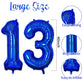 Number 13 Balloon 40 Inch, Dark Blue Big Number Balloon, Giant Foil 13 Balloons Number, Laser Blue Helium Birthday Balloons For
