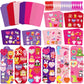 JUNEBRUSHS 30 Pack Valentines Crafts for Kids, Valentines Day Bookmarks Craft Kits with Assorted Hearts Animal Stickers for Kid