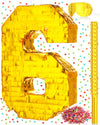 Sratte Number Piñata Birthday Piñata Decorations Gold Foil Piñata With Stick Blindfold Confetti For Boy Girl Birthday Party Decorations Anniversary Celebrations Fiesta Supplies(Number 6)