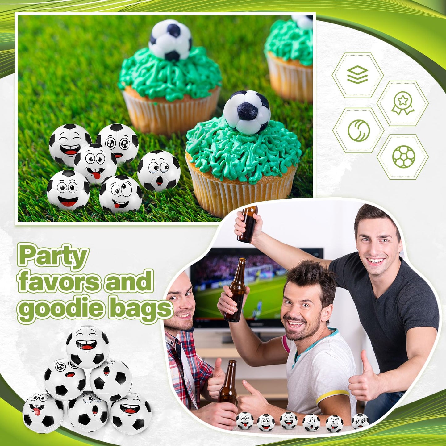 Arrowbash 24 Pcs Mini Face Soccer Stress Balls for Boys Girls Fidget Toys Bulk Foam Balls for Stress and Anxiety Relief Balls fo