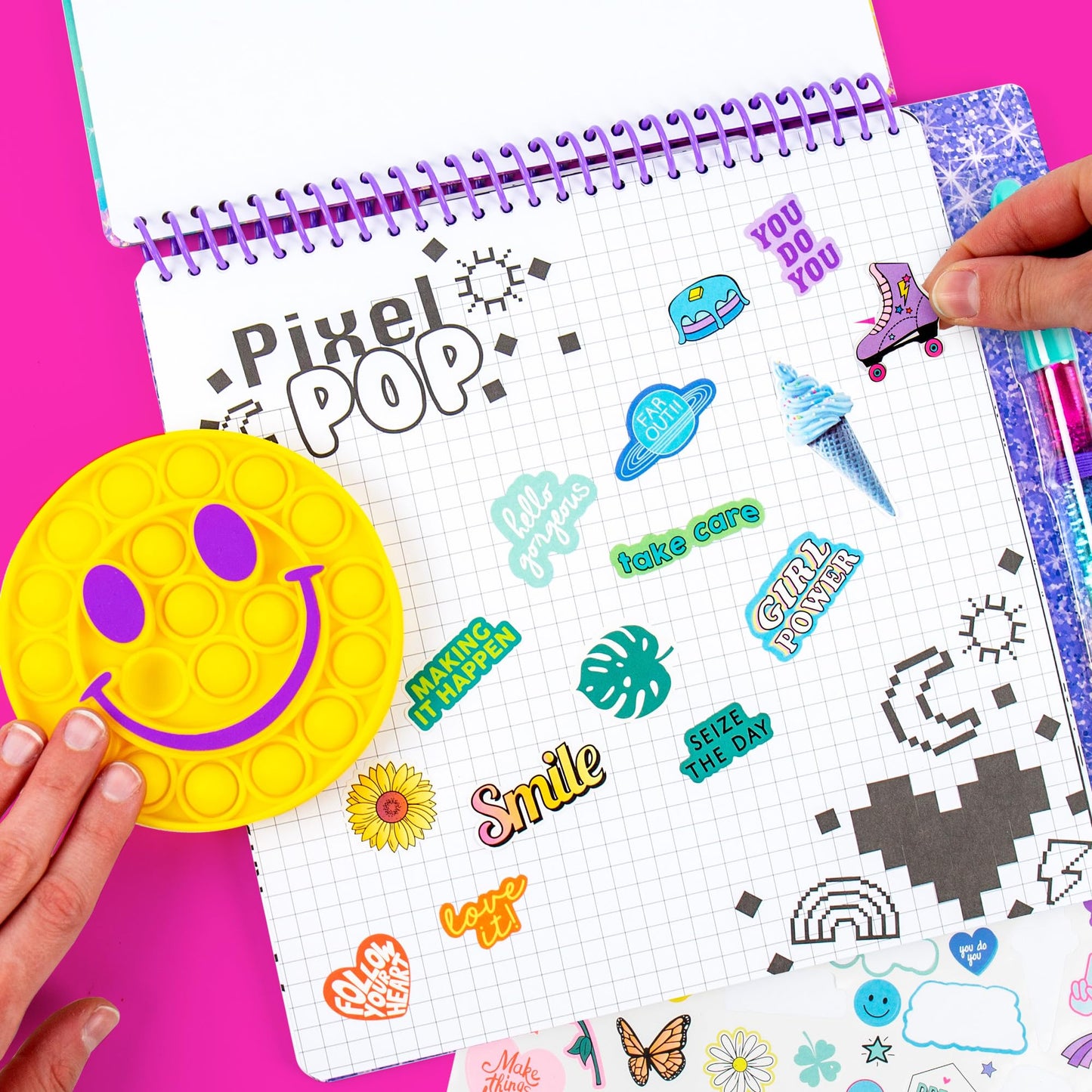 Just My Style Pop & Color Sketchbook Set for Kids, Medium, Multi, Includes Stickers & Mindfulness Activities, Model 214455