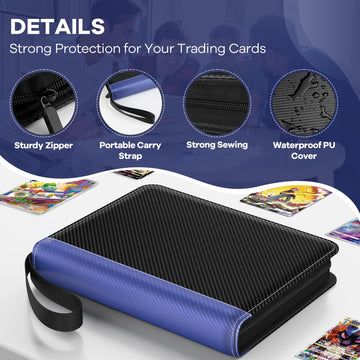 Trading Card Binder with Sleeves  720 Double Sided Pocket Trading Card Binder enhanced 9 Pocket PU Card Collection Binder  Collectible Card Albums Card Folder for MTG  TCG  Sports Cards  Game Cards