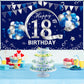 Blue Silver 18Th Birthday Banner Decorations For Men Boy - Happy 18 Birthday Backdrop Party Supplies - Eighteen Birthday Poster