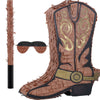 Deekin 3 Pcs Cowboy Boot Piata Set Cute Western Piata with Stick Eye Mask Large Piata for Kids School Sports Bridal Shower Birth