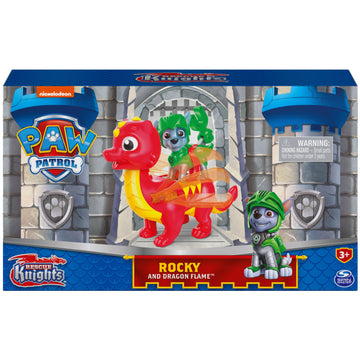 Paw Patrol  Rescue Knights Rocky and Dragon Flame Action Figures Set  Kids Toys for Ages 3 and up