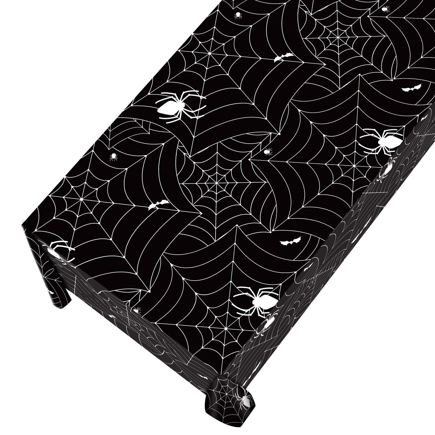 Halloween Tablecloth 3Pcs Black Spider Web Tablecloth Halloween Party Decorations Supplies Rectangular Spider Cobweb Plastic Table Cover For Halloween Baby Shower, Birthday Decorations - 54' X 108'