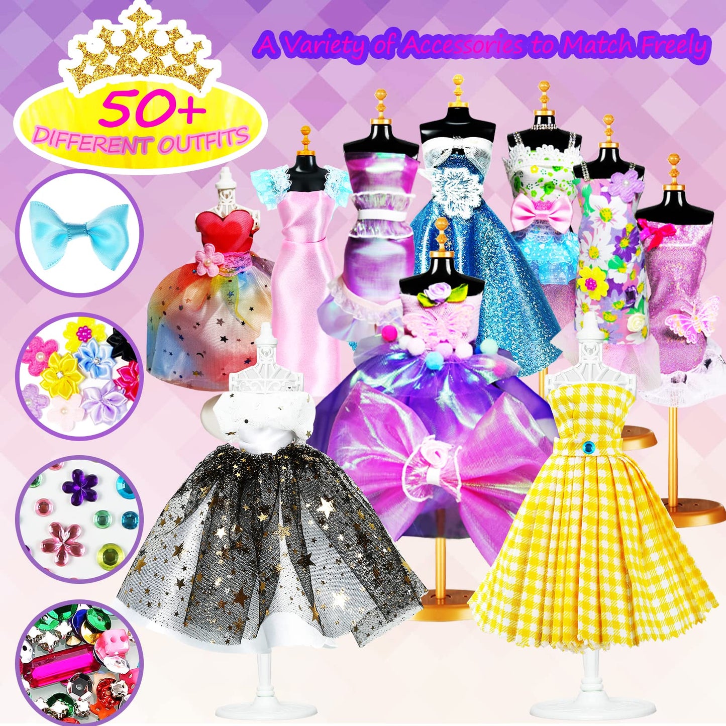 600Pc+ Fashion Designer Kits For Girls, Creativity Diy Arts & Crafts Toys Fashion Design Sketchbook With Mannequins, All In One
