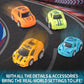 SeventhDuck Mini Cars 26PCS, Pull Back Racing Toy Car Set, Racing Toy Vehicles Mini City Cars with Roadblocks and Characters, Pa
