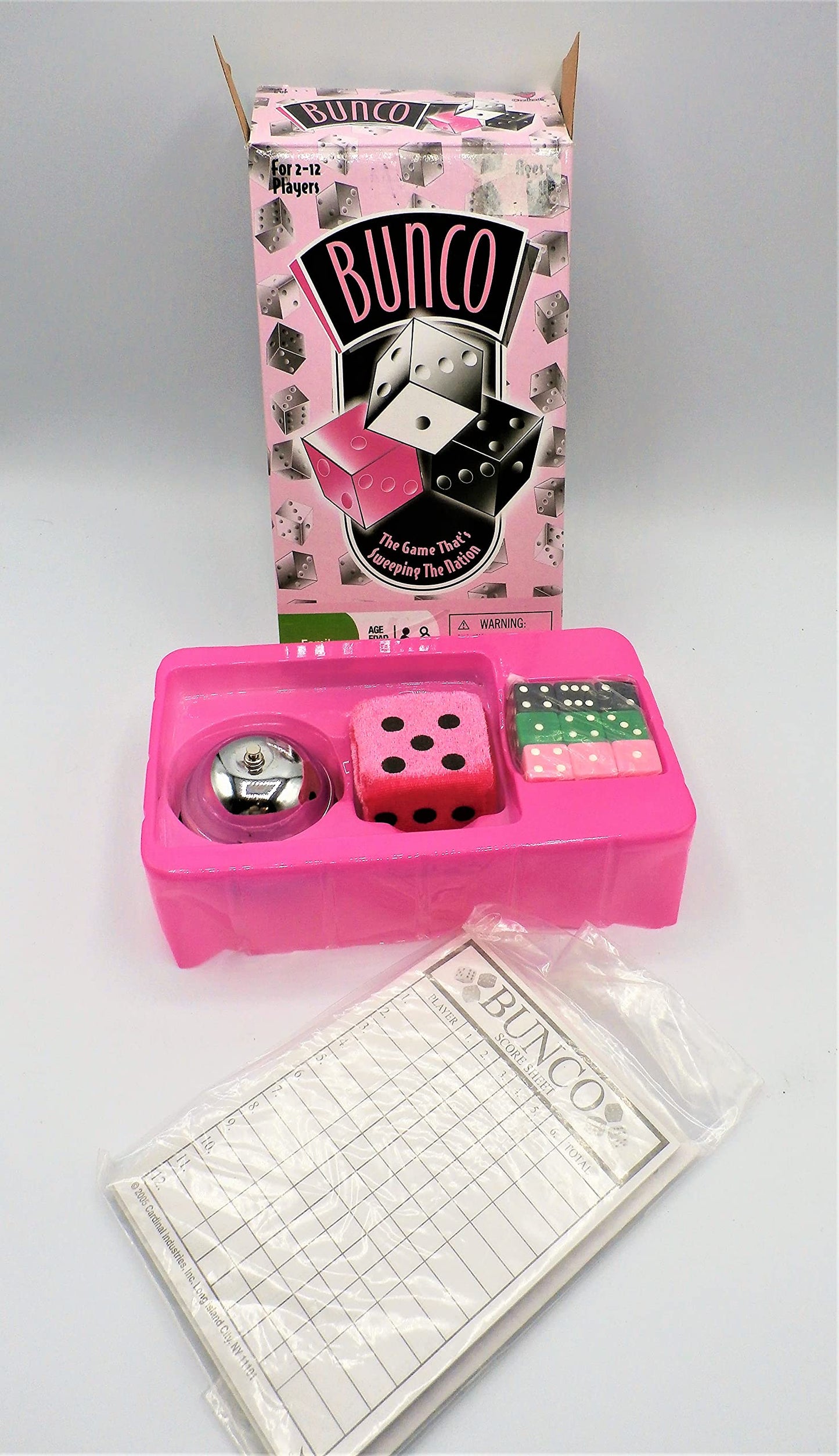 Cardinal Bunco Social Dice Game Set - Complete, Pink & Black, Model 904106, Paper Material