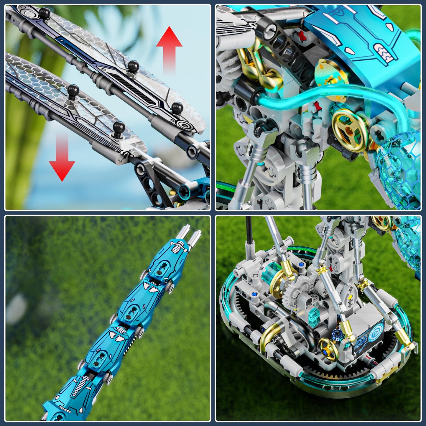 Loyratche Mechanical Dragonfly Building Blocks for mature-themeds  Insect Animal World Model with LED Light & Display Stand  Educational STEM Toys for mature-themed Home or Office D?cor (866PCS)