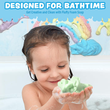 Tub Works Fluffy Foam Soap, Variety 6 Pack | Shape, Mold & Create Bath Art With Soft Bath Foam For Kids | Gentle, Cleansing Kids