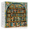 Vintage Bookshelf Puzzles for Adults 1000 Pieces, Flower Blooming Bookshelf Jigsaw Puzzle Library, Wildflower Pages Puzzle Retro