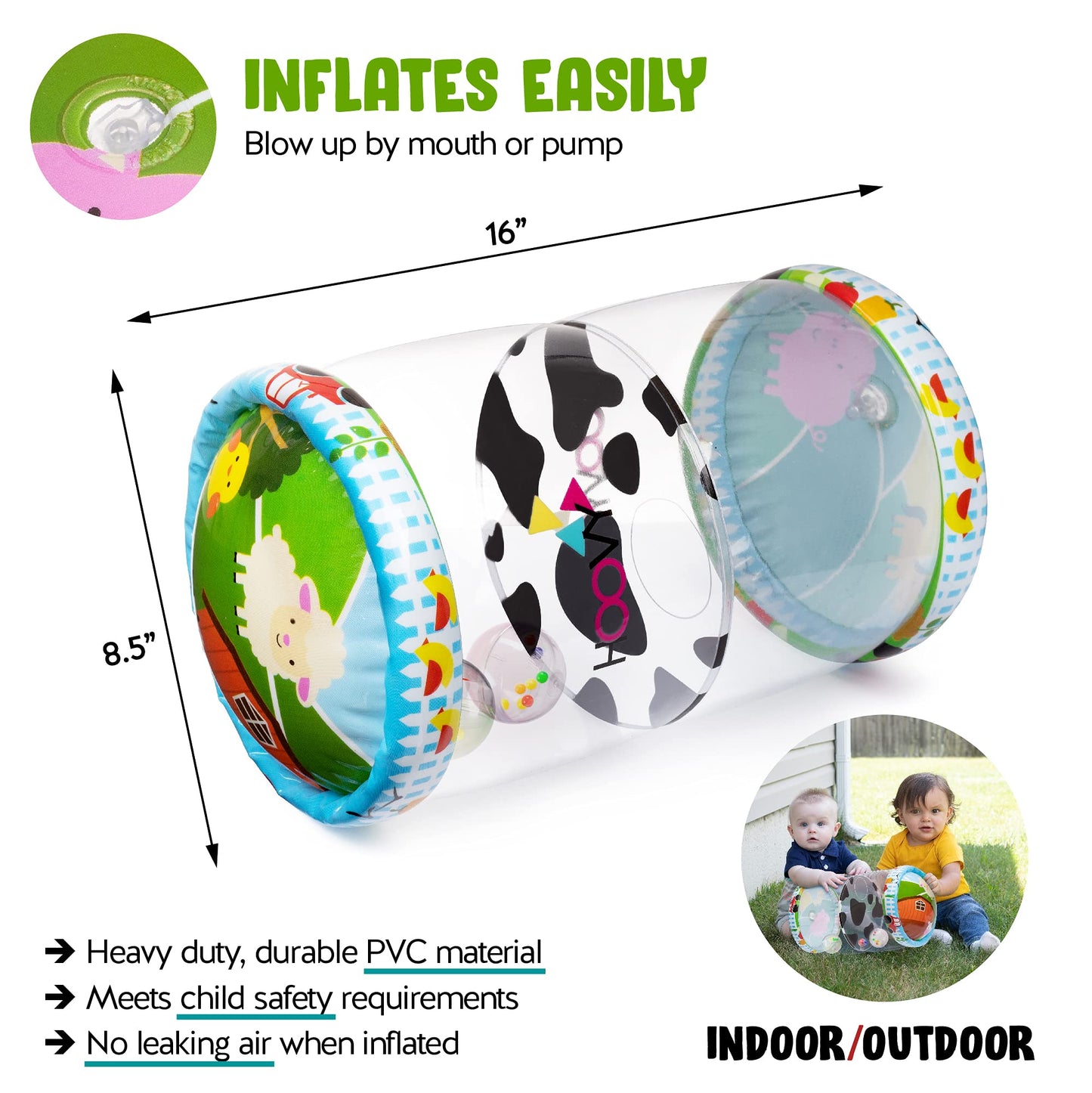 Hoovy Infant Crawling Toys | Toys For Crawling Babies | Crawling Toys For Babies 6-12 Months | Beginner Crawl Along Baby Roller