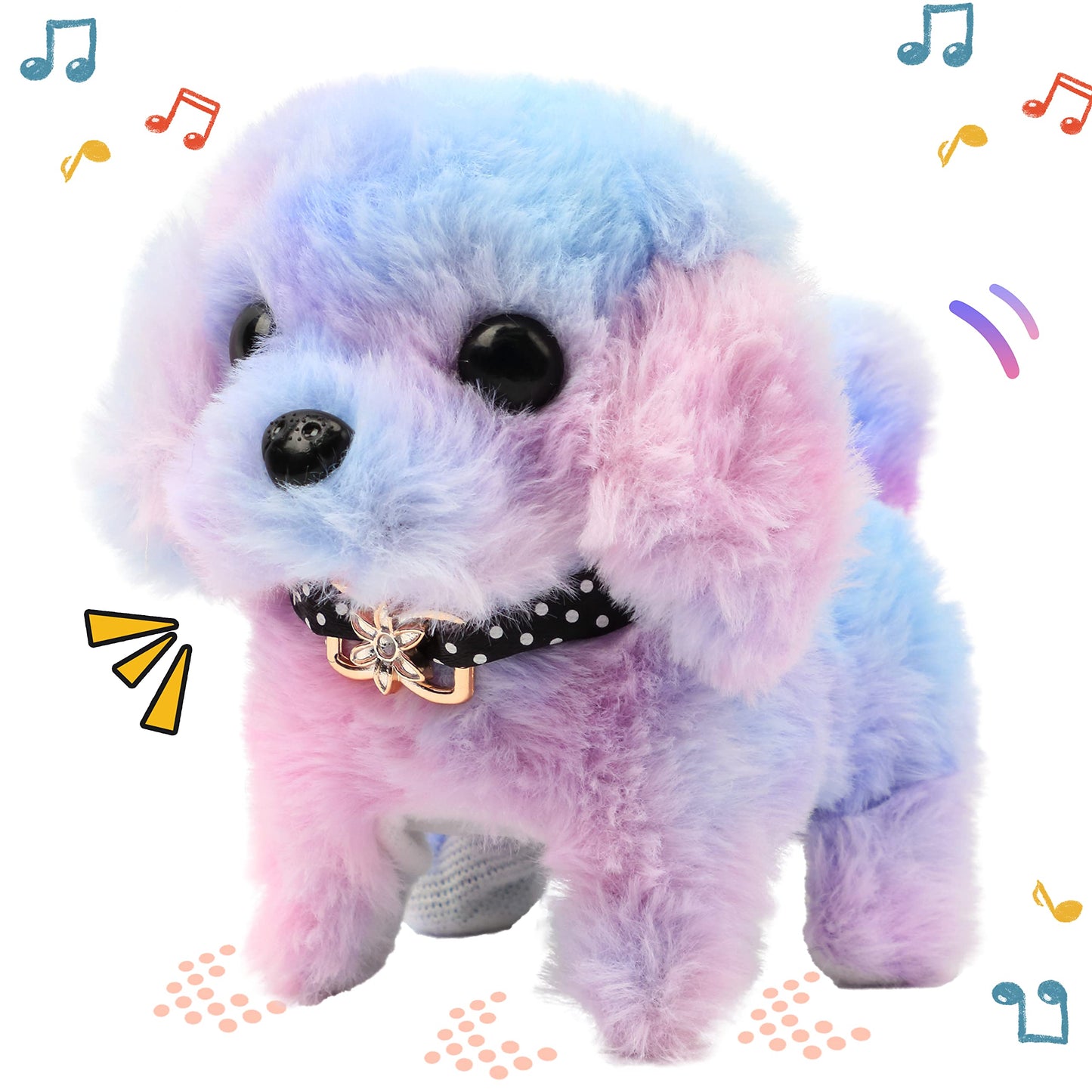 Easfan Walking Puppy Stuffed Animal Interactive Rainbow Dog Barking Tail Wagging Head Nodding Educational Plush Toy Easter Christmas Birthday Gifts For Toddlers Kids Girls, 7'