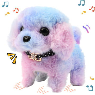 Easfan Walking Puppy Stuffed Animal Interactive Rainbow Dog Barking Tail Wagging Head Nodding Educational Plush Toy Easter Christmas Birthday Gifts For Toddlers Kids Girls, 7'