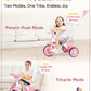 KRIDDO Kids Tricycle 2 in 1 with Push Handle, EVA Wheels, Pink, for Toddlers 18 Months to 3 Years, Small, Carbon Steel