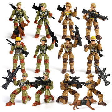 HAPTIME Army Men Action Figures with   Toy Soldiers for Boys  Plastic Army Toys for Boys 6-8  Birthday Gift for Military Collectors (6Pcs Green + 6Pcs Yellow)