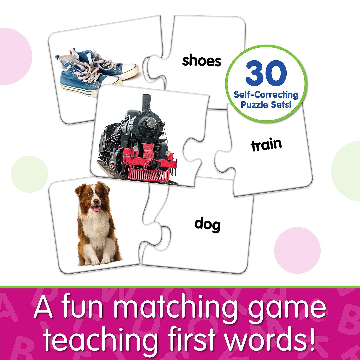 The Learning Journey: Match It! - First Words - 30 Piece Self-Correcting Words With Matching Images For Emerging Readers - Sight Words Puzzle For Kids Ages 3 And Up - Award Winning Toys