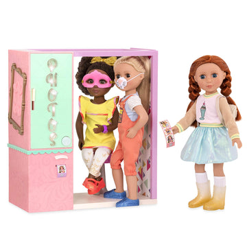 Glitter Girls Photo Booth for 14-inch Dolls - Pink, 89% Plastic, Model GG57015Z, Perfect for Girls 3 Years and Up