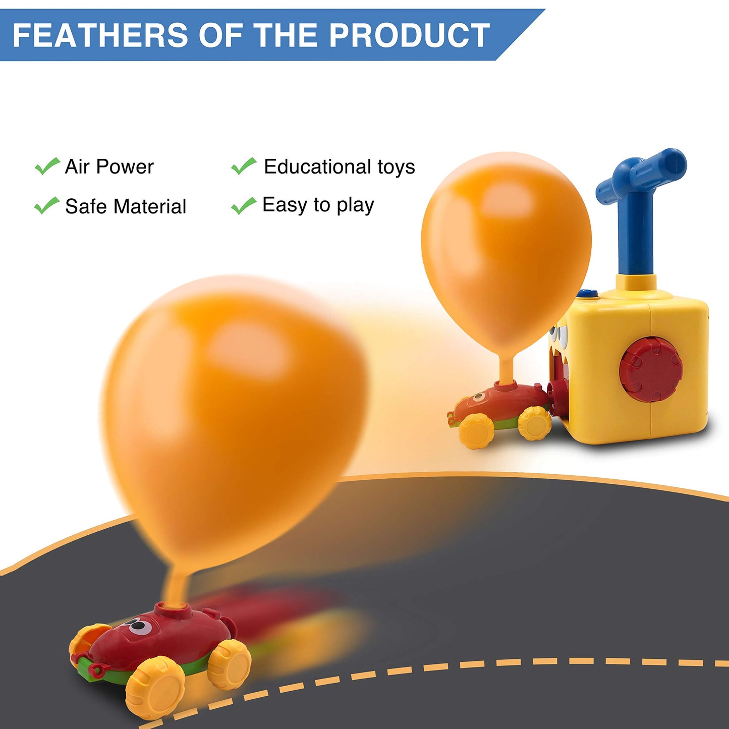 Pathosio Pets Balloon Car Toy Pump Set for Kids - Ideal Holiday Gift Balloon Toy Power Launcher, Balloon Launcher for Kids, Ball