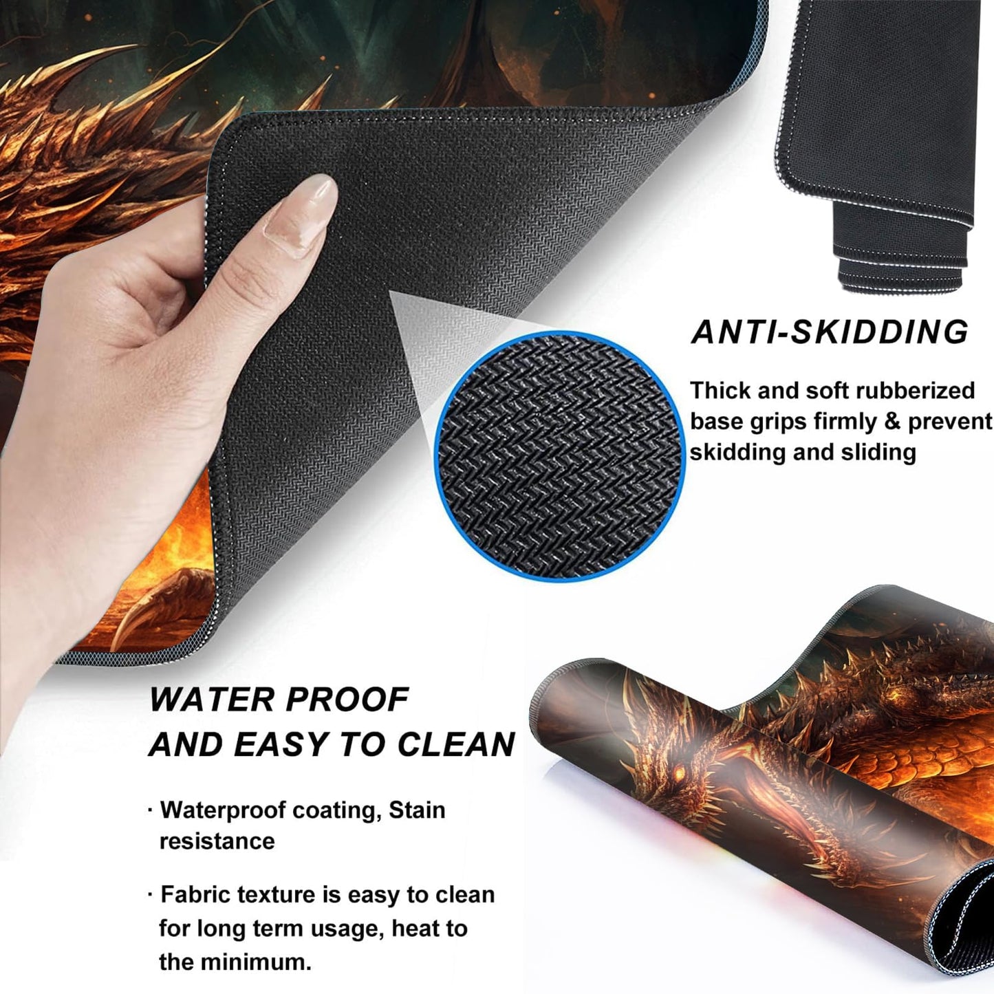 MTG Playmat Game Play Mat for MTG TCG 24 x 14 inches Cards Game Playmats Trading Card Game Stitched Play Mats Commander Deck Gaming Desk Mat Card Gameplay Mats Angry Firedragon