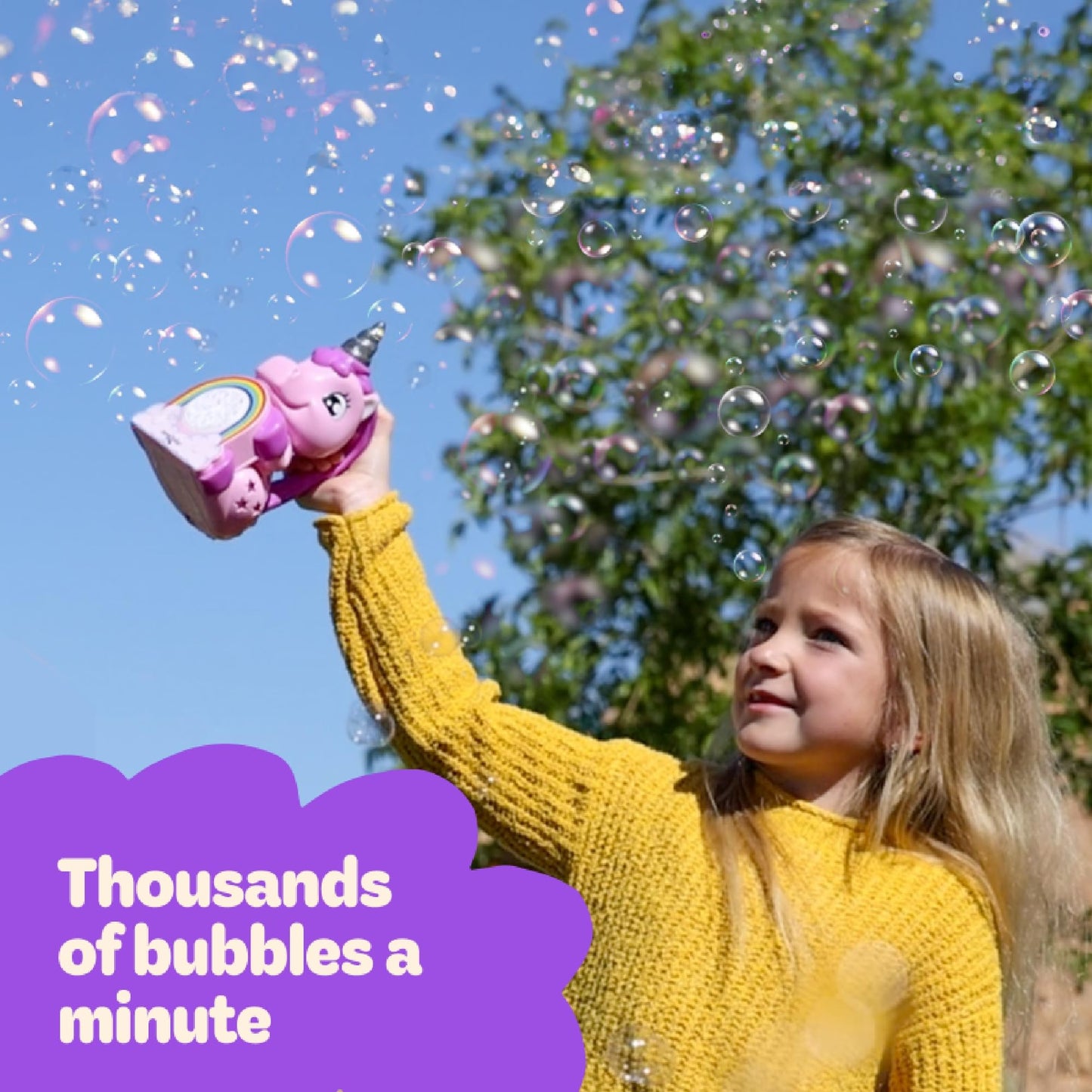 Move2Play Unicorn Bubble Blower - Bubble Machine Toy for Kids, Ages 2-5, Plastic, Perfect Christmas Gift