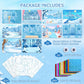 PERRYHOME Foil Arts & Crafts Kit - DIY Frozen Fun, Mess-Free Coloring, 12"x8"x0.8", Blue, Ideal for Kids Ages 4-9, Perfect Gift