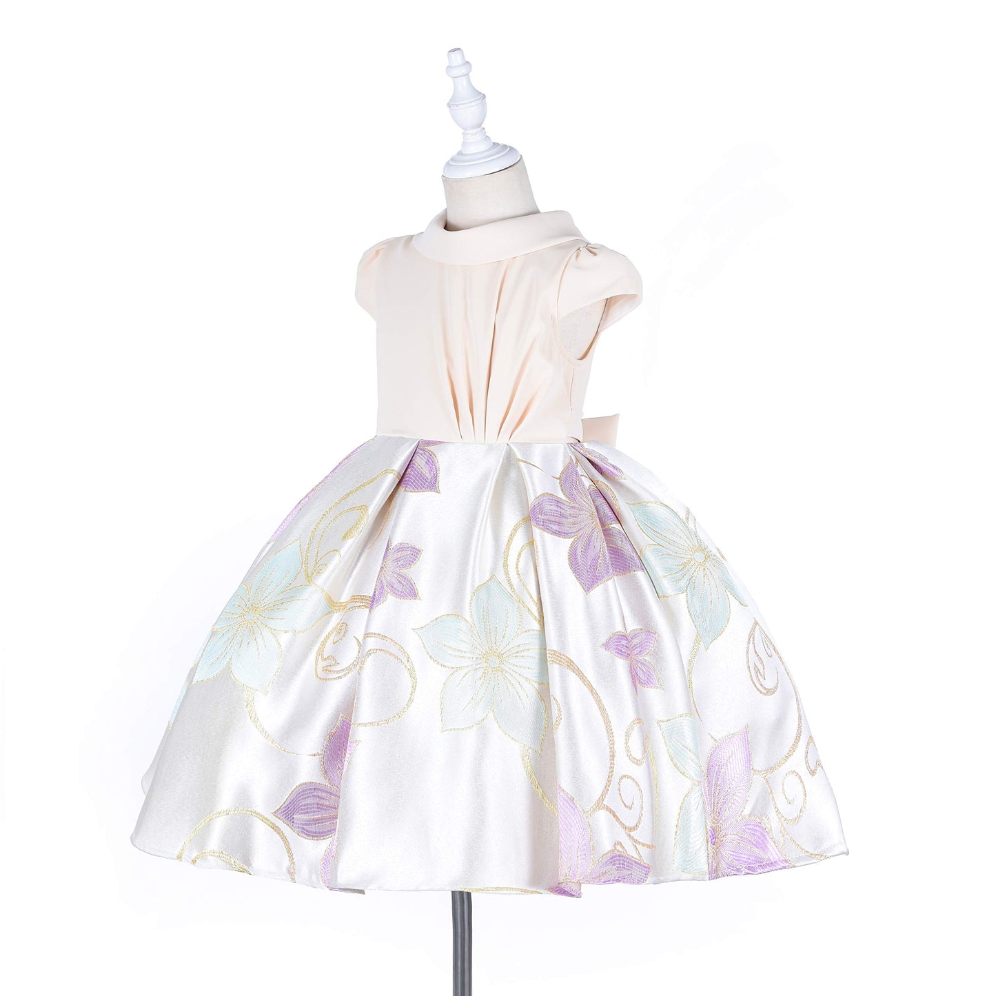 Cosplay Life Elegant Flower Dress for Girls Young mature-themed Fashion Bow Flower Waistline Kids Party Festival Ages 5-9 Years Old (Pink  5yrs)