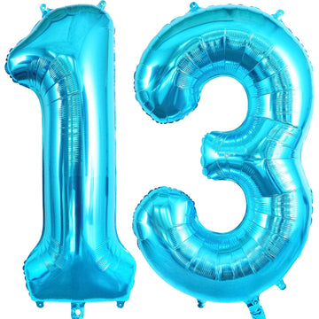 Blue 13 Balloon Numbers, Large 13 Or 31 Foil Balloons, Big Number Balloons 40 Inch For 13Th / 31St Birthday Party And Anniversar