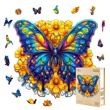 Wooden Puzzles for Adults - Morpho Butterfly Puzzle, Unique Shape Wooden Jigsaw Puzzle, Butterfly Wings Animal Puzzle, Wood Puzz