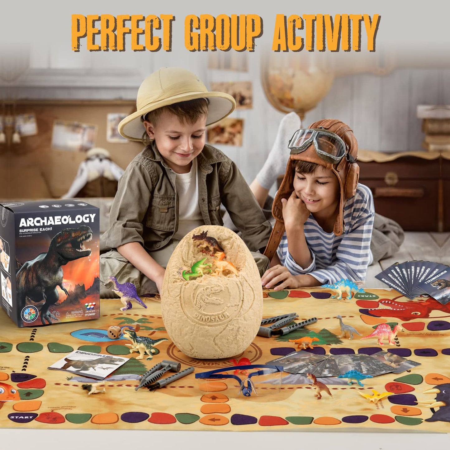 Woumserta Jumbo Dino Egg Dig Kit - Large Plaster Dinosaur Toys for Kids 5-7 with 12 Dinosaurs, Excavation Gift for Boys & Girls 6+