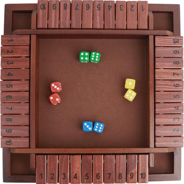 Merrypony Shut The Box Game Wooden 4 Player, 12 Inch Close The Box Game Wooden Board Games With 12 Dice, Table Math Games Number