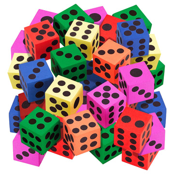 Playbees Big Foam Dice Set - 36-Pack, Jumbo, and Colorful Dice for Kids - Ideal for Boosting Math Skills, Great Gifts, and Party