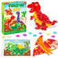 Lonfliness 8PCS Poke-in Craft and Art Kit Dinosaur Theme No-Mess Fabric Sewing Art Fabric Puzzle Puncture Painting Dino Toy Gift