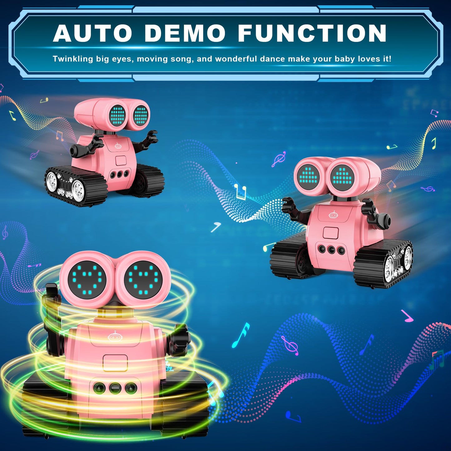 Hamourd Robot Toys for Girls, Robots with Walkie-Talkie Function, Gesture Sensing, Flexible Head & Arms, Programming Motion, Fle
