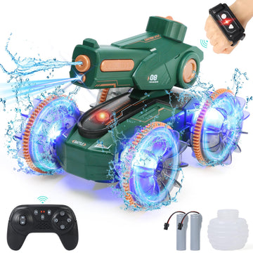 IQBOX Toys for Kids 6-12 Remote Control Car Boat Gifts for Boys 5-7 8 9 10 11 Year Old Amphibious RC Gesture Stunt Water Squirt