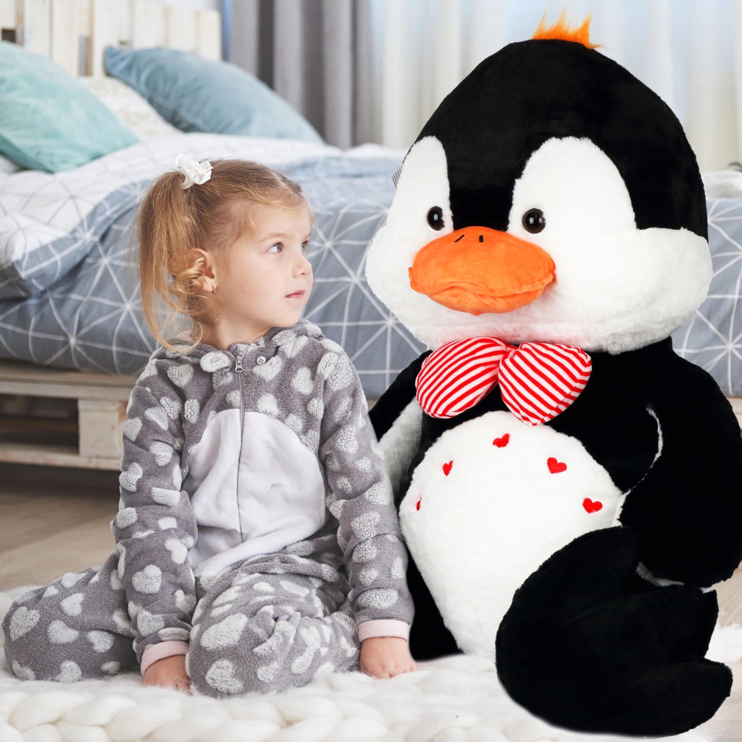 Cudhug Penguin Stuffed Animal-Giant Penguin Plush, 59'' Stuffed Penguin Toy Valentines Birthday Gifts For Kids Boys Girls Girlfr