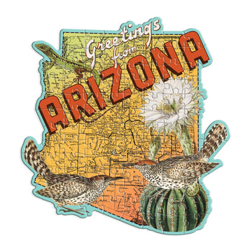Galison Arizona Mini Shaped Puzzle - 100 Jigsaw Pieces Featuring Art By Bestselling Artist Wendy Gold, Die-Cut Mini Shaped Puzzl