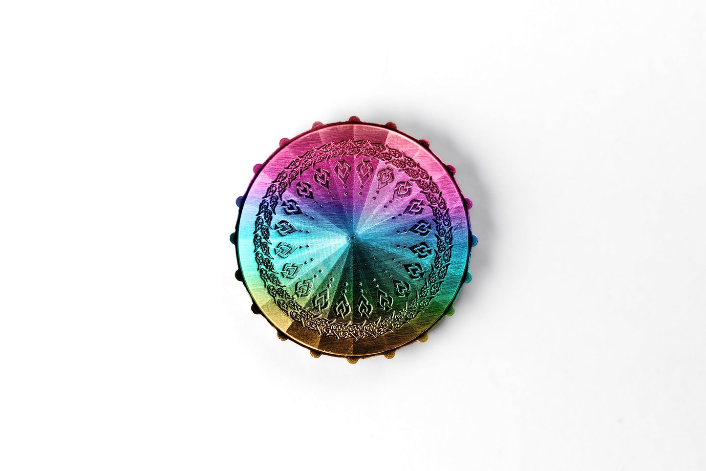 Metallic Dice Games Fanroll Metal d20 Spinner: Torched Rainbow