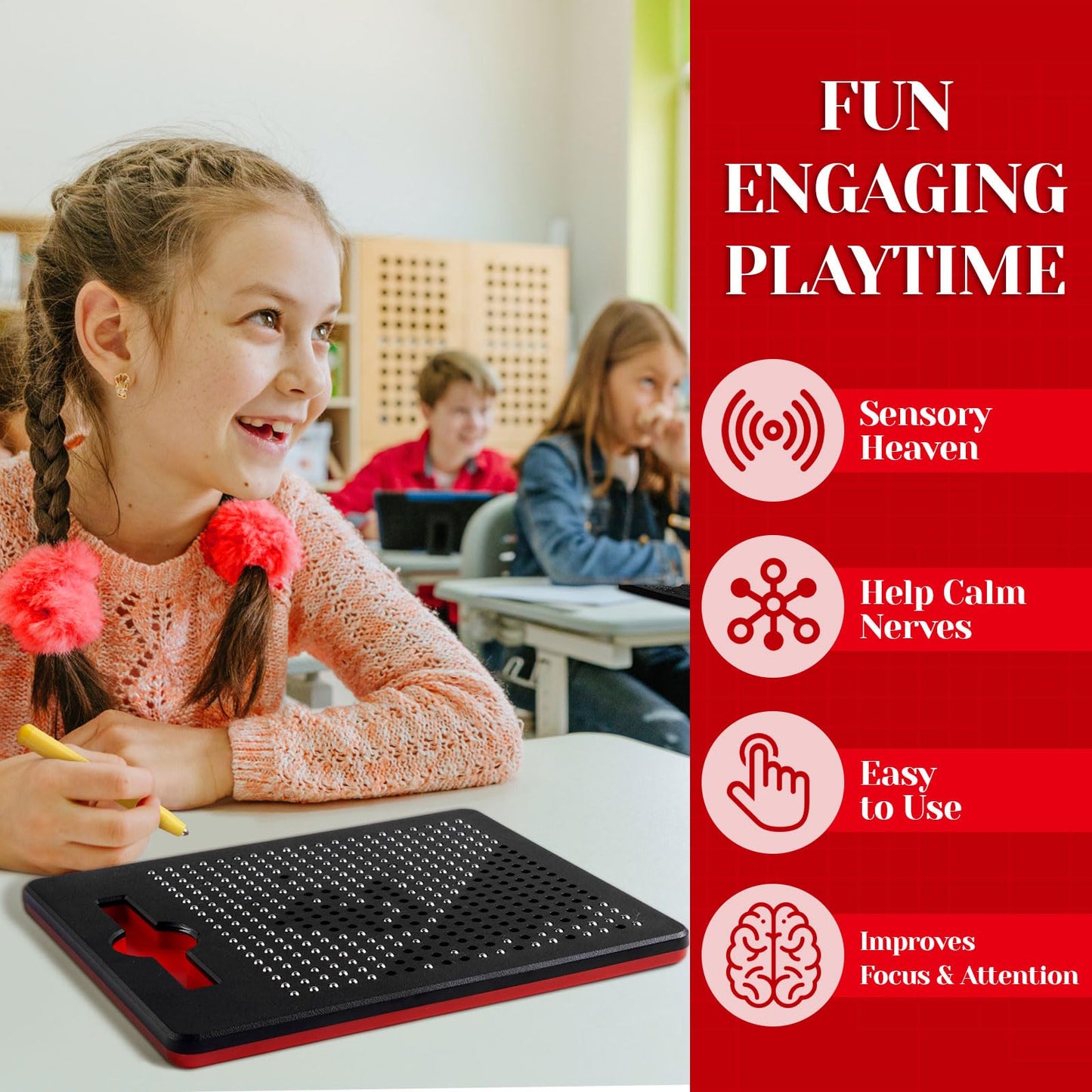 Yexiya 3 Pcs Magnetic Drawing Board for Kids, Toddler Travel Drawing Kit Magnet Sketch Thread Board with Stylus Pen and Beads To