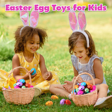 Skirfy Fillable Easter Eggs 2.36'' Inch (36 Pack) With Hinge Bulk Colorful Bright Plastic Easter Eggs, Perfect For Easter Egg Hu