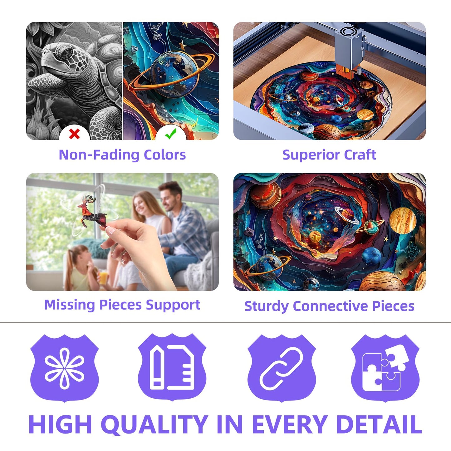 Wooden Puzzles for mature-themeds - Universal Puzzle 200 Pieces  Flat Puzzle with 3D Visual Effect  Unique Shape Wood Puzzles mature-themed  Gifts for Family and Friends  Wall Art Home Decor (M-11.4 * 11.4in)