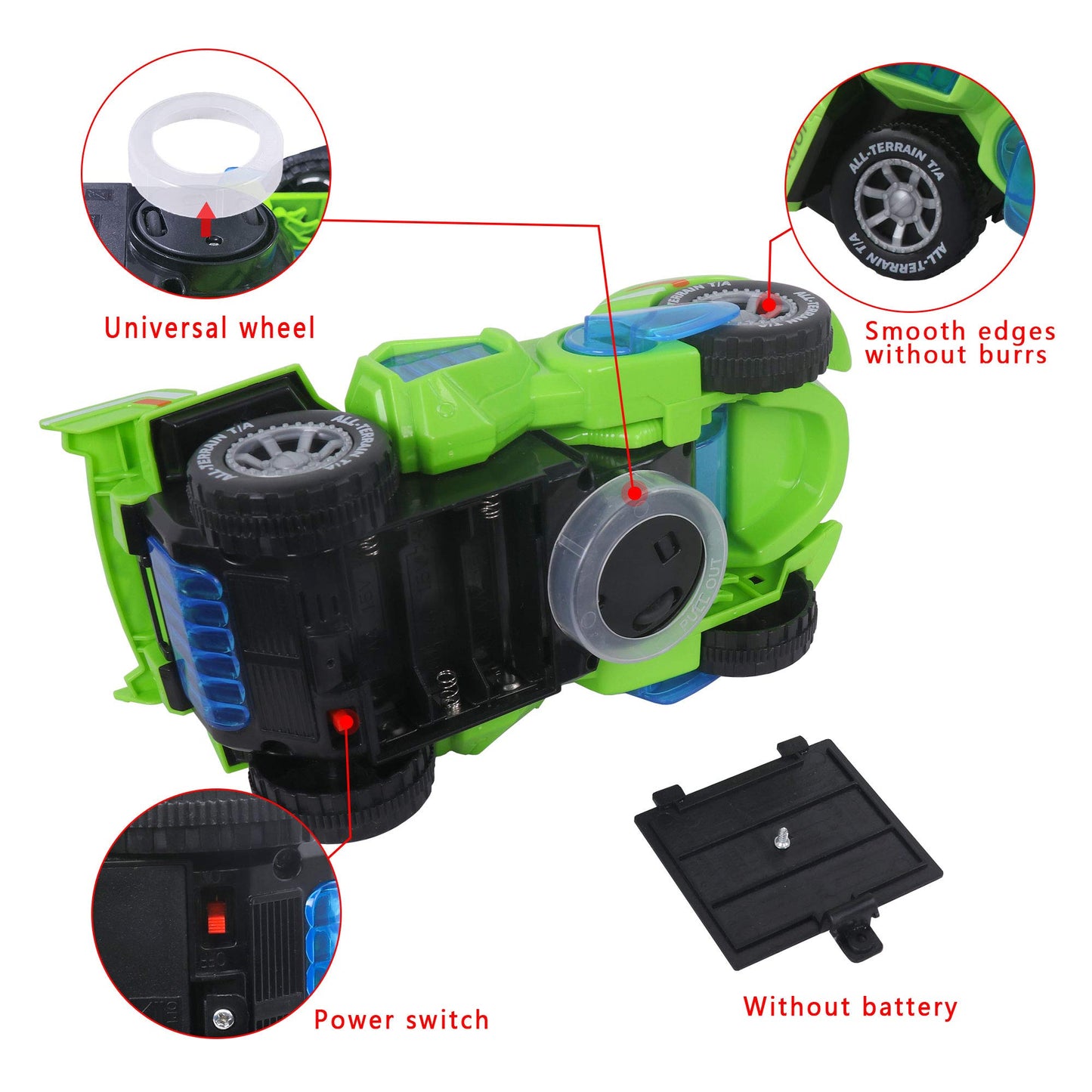 huwairen Toys for 3-6 Year Old Boys Transforming Car Toys with LED Light and Music Dinosaur Toy Birthday Gifts for 4 5 6 7 Year