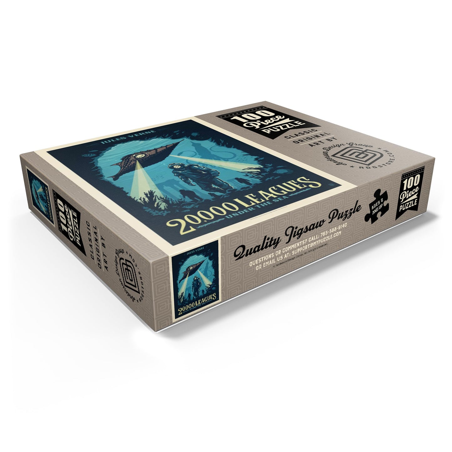 Mypuzzle 20,000 Leagues Under The Sea: Jules Verne, Vintage Poster - Premium 100 Piece Jigsaw Puzzle For Adults