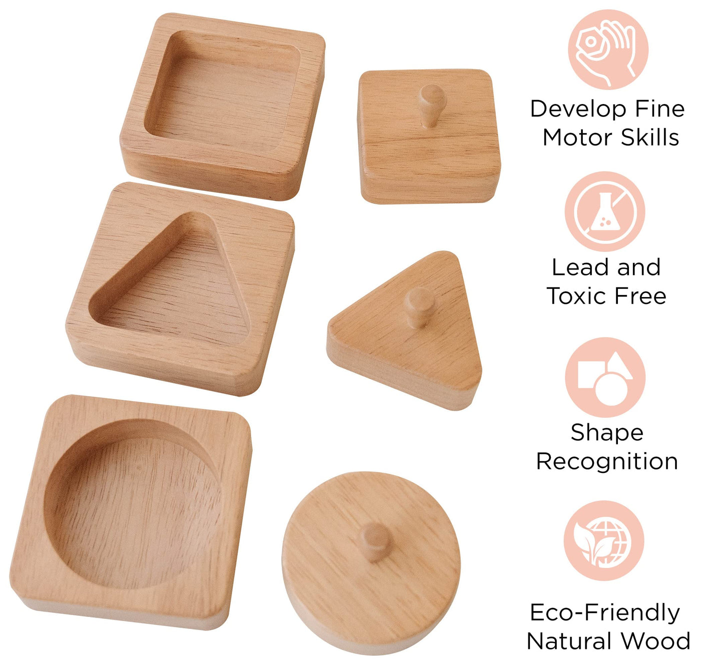 Montessori Shape Puzzle - Baby Puzzles For 1 Year Olds - Baby'S First Puzzle - Knob Wooden Puzzles For Infant And Toddler - Geometric Shapes - 12 Months Babies First Shapes