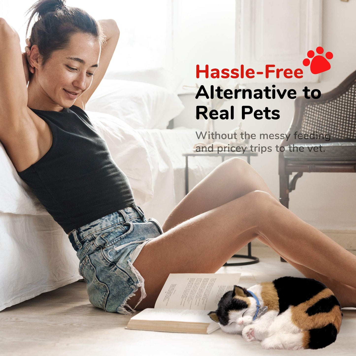 Perfect Petzzz - Original Petzzz Calico Cat, Realistic Lifelike Stuffed Interactive Pet Toy, Companion Dog With 100% Handcrafted Synthetic Fur